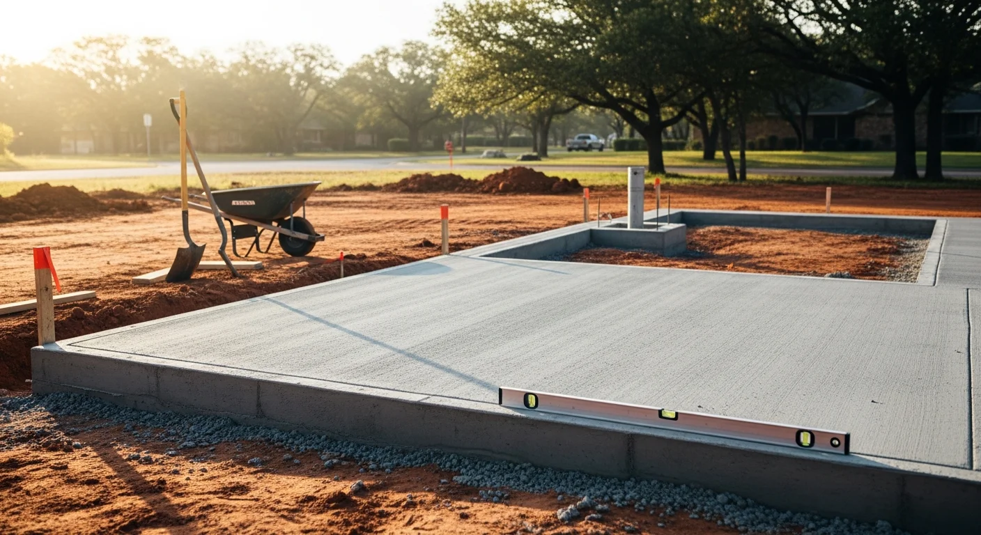 Foundation contractor preparing site with heavy equipment in Oklahoma