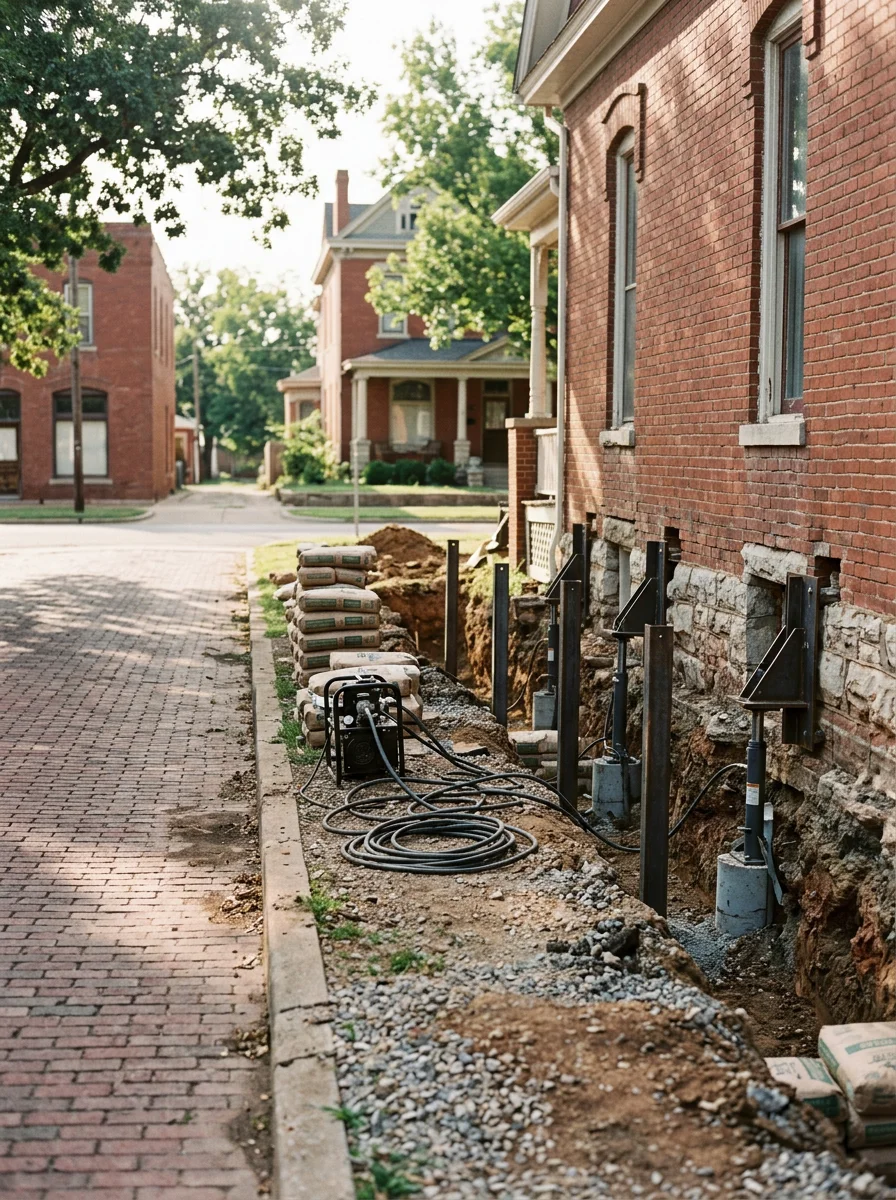 Historic Victorian-era home in Guthrie's downtown district with brick-lined street and mature landscaping