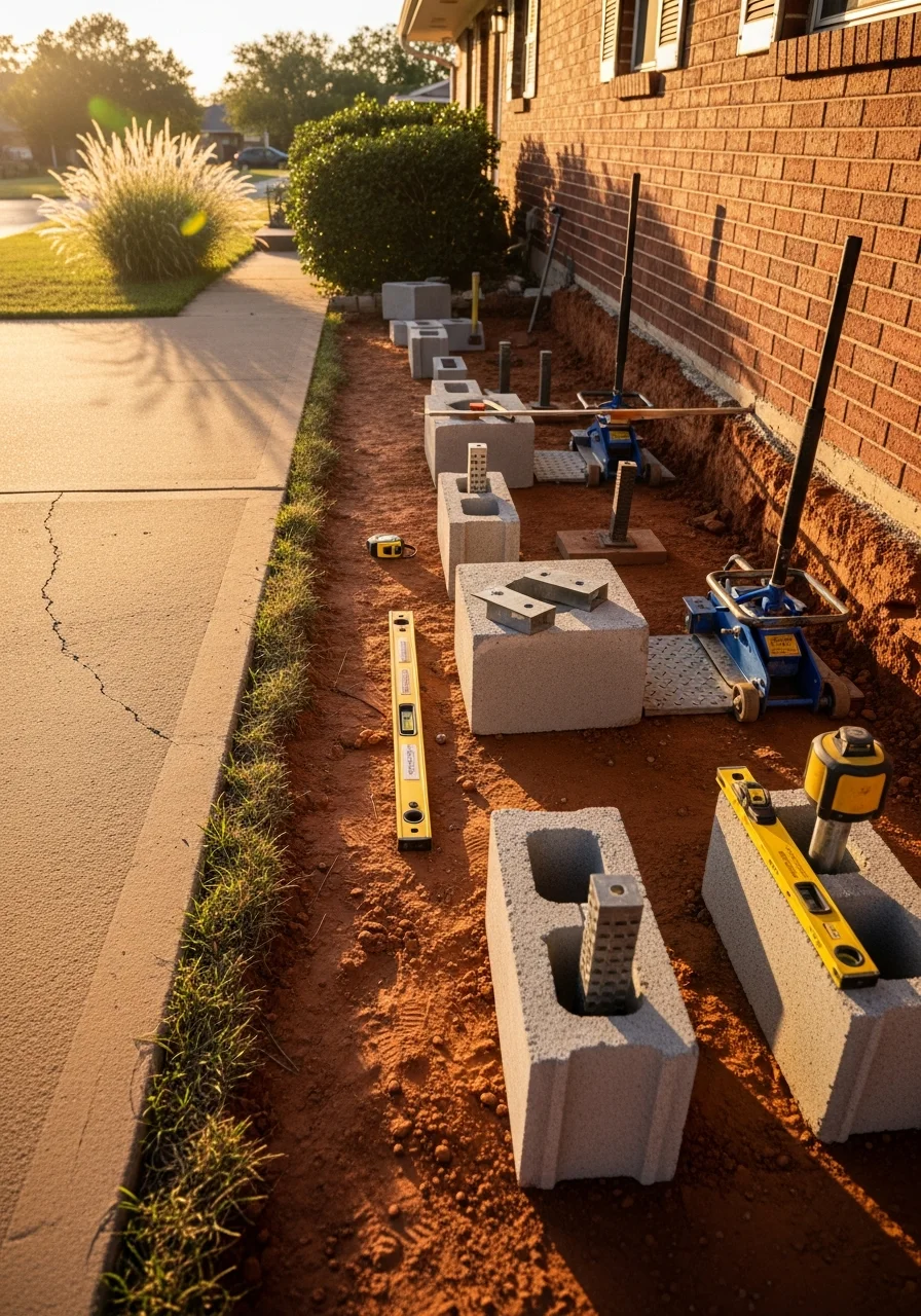 A service professional reviewing plans or discussing work with a homeowner in an Oklahoma County driveway.